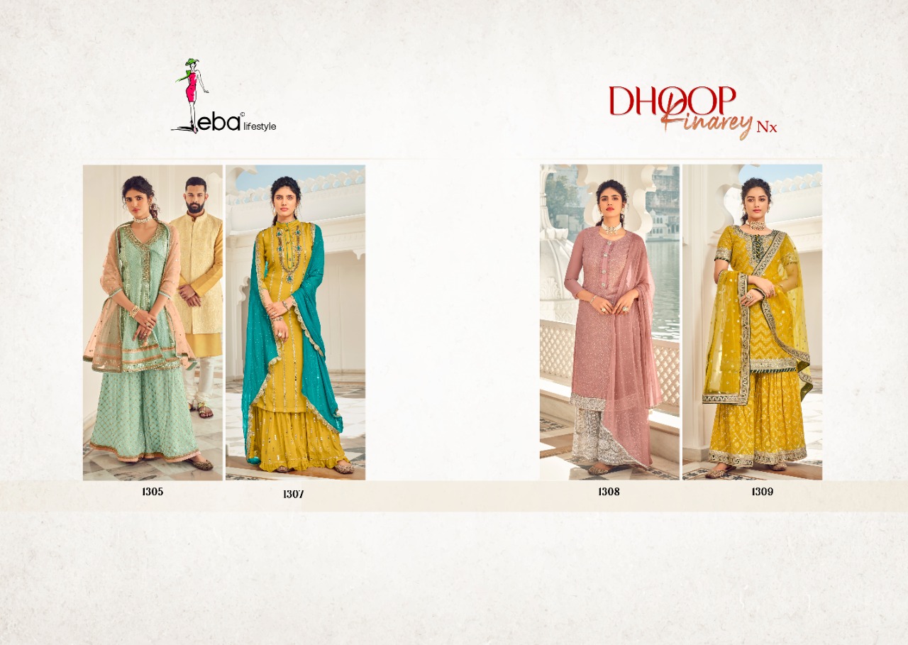 Eba Lifestyle Dhoop Kinareynx  Georgette Embroidery Suit Best Rate Wholesaler Surat