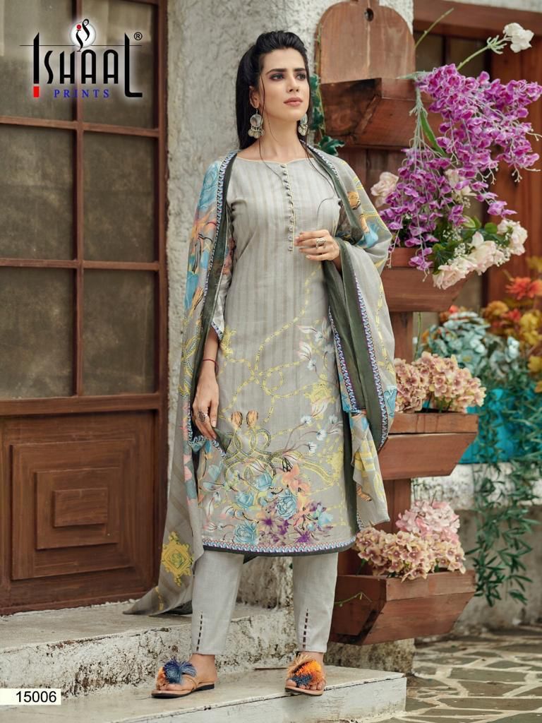 Ishaal Prints Gulmohar Vol 15 Nx Lawn Suit Best Rate Wholesaler Surat