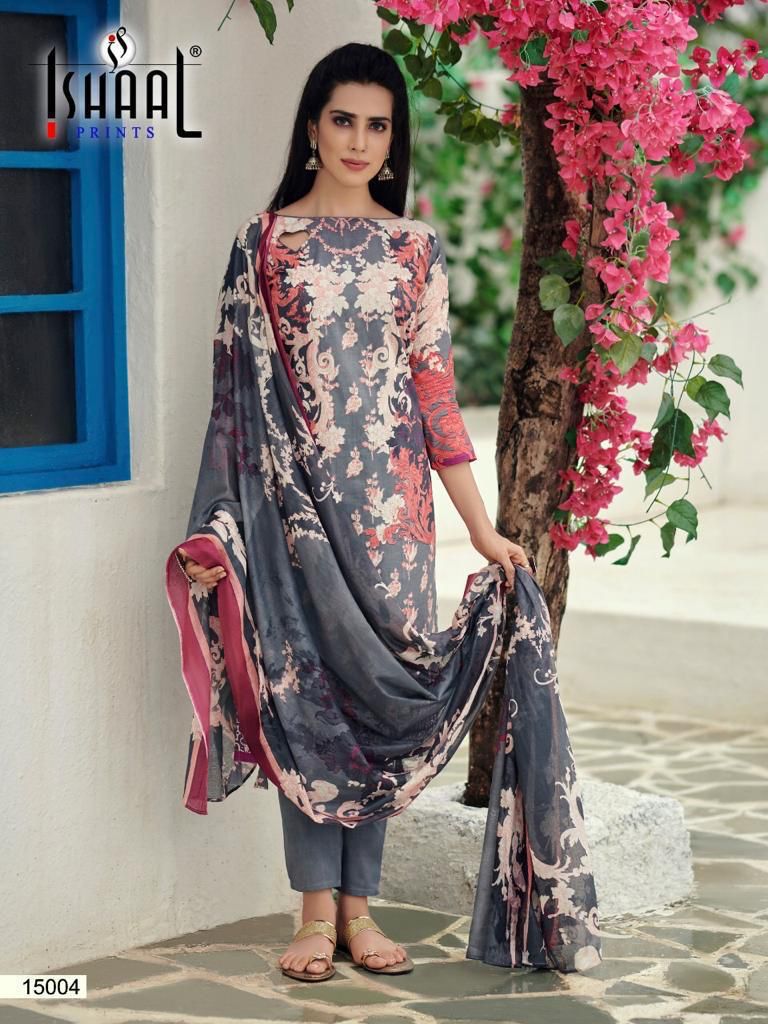 Ishaal Prints Gulmohar Vol 15 Nx Lawn Suit Best Rate Wholesaler Surat
