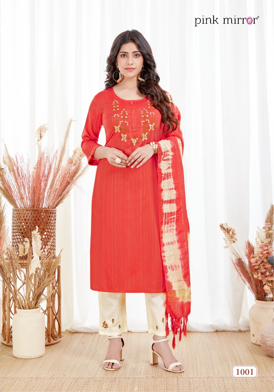 Pink Mirror Spark Fancy Viscose Kurtis Combo Set Best Online Wholesaler Surat