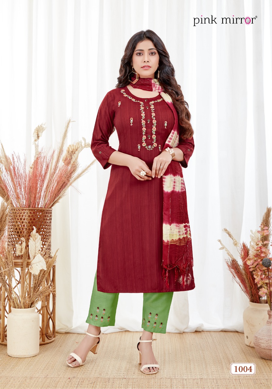 Pink Mirror Spark Fancy Viscose Kurtis Combo Set Best Online Wholesaler Surat