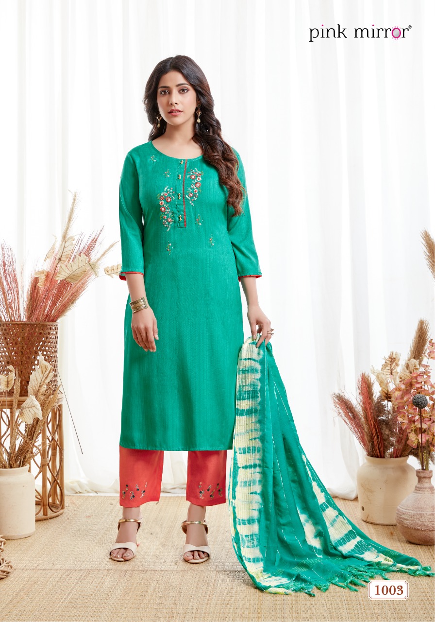Pink Mirror Spark Fancy Viscose Kurtis Combo Set Best Online Wholesaler Surat