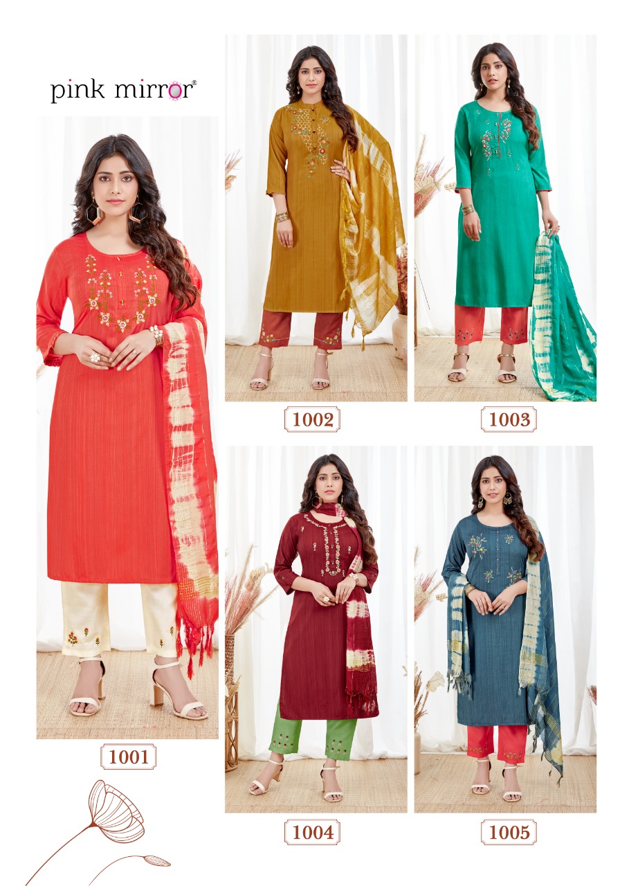 Pink Mirror Spark Fancy Viscose Kurtis Combo Set Best Online Wholesaler Surat