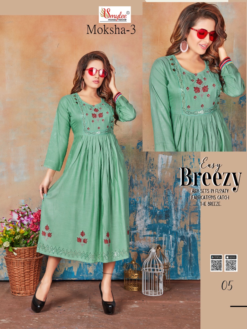 Smylee Fashion Moksha Vol 3 Readymade Rayon Kurtis Best Rate Wholesaler Surat
