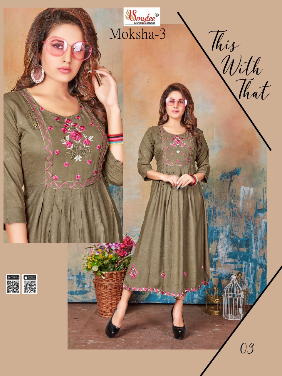 Smylee Fashion Moksha Vol 3 Readymade Rayon Kurtis Best Rate Wholesaler Surat