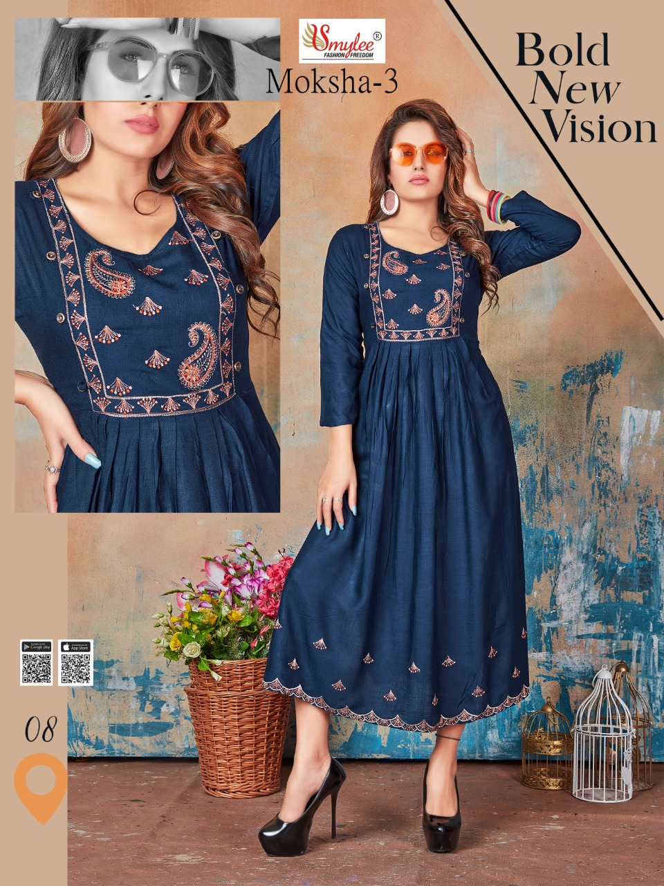 Smylee Fashion Moksha Vol 3 Readymade Rayon Kurtis Best Rate Wholesaler Surat