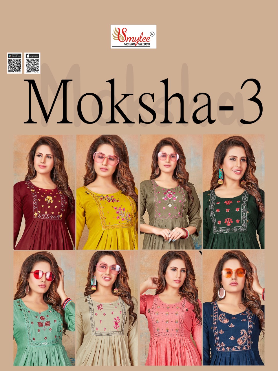 Smylee Fashion Moksha Vol 3 Readymade Rayon Kurtis Best Rate Wholesaler Surat