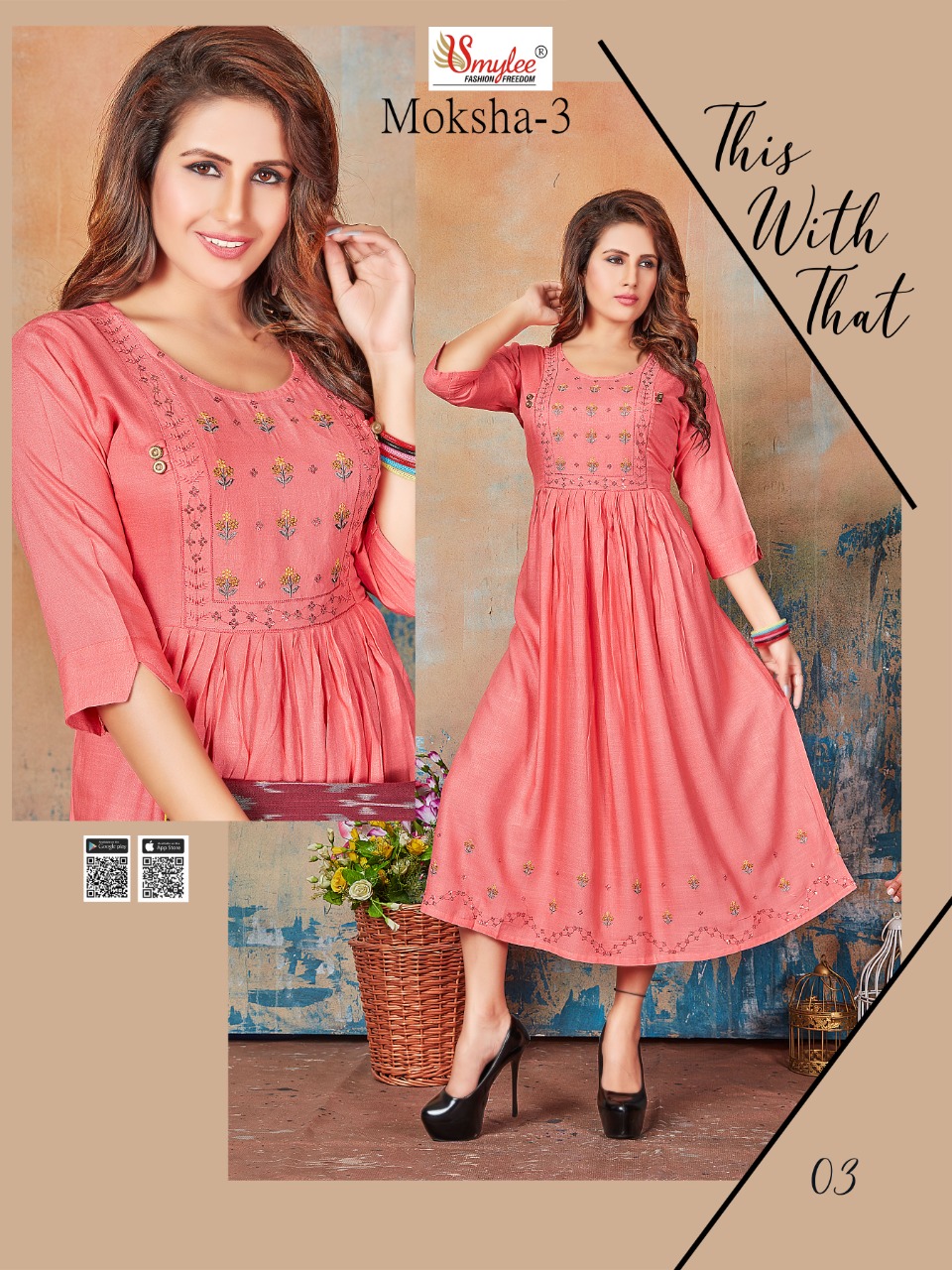 Smylee Fashion Moksha Vol 3 Readymade Rayon Kurtis Best Rate Wholesaler Surat