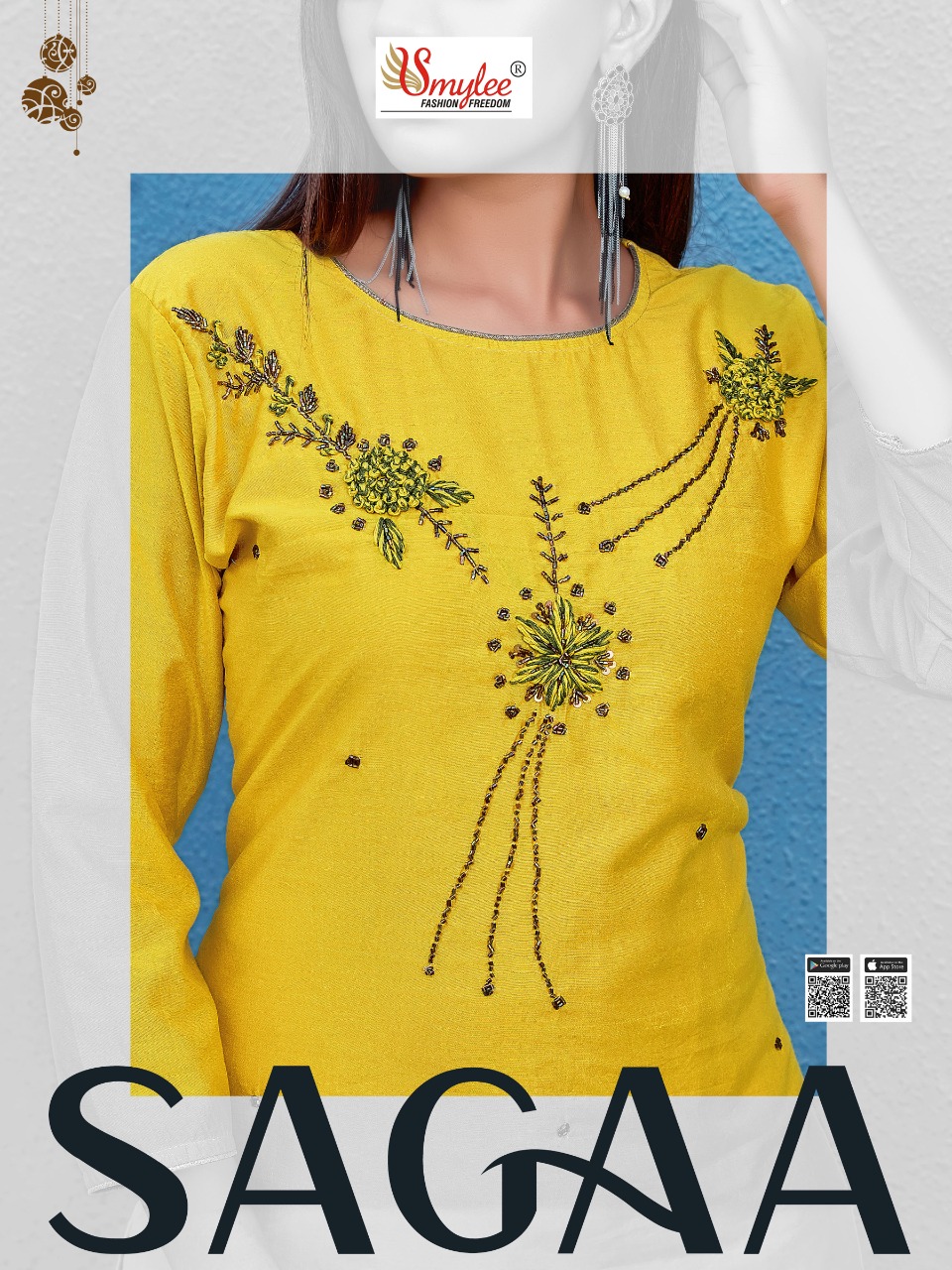 Smylee Fashion Sagaa Readymade Silk Kurti Best Rate Wholesaler Surat