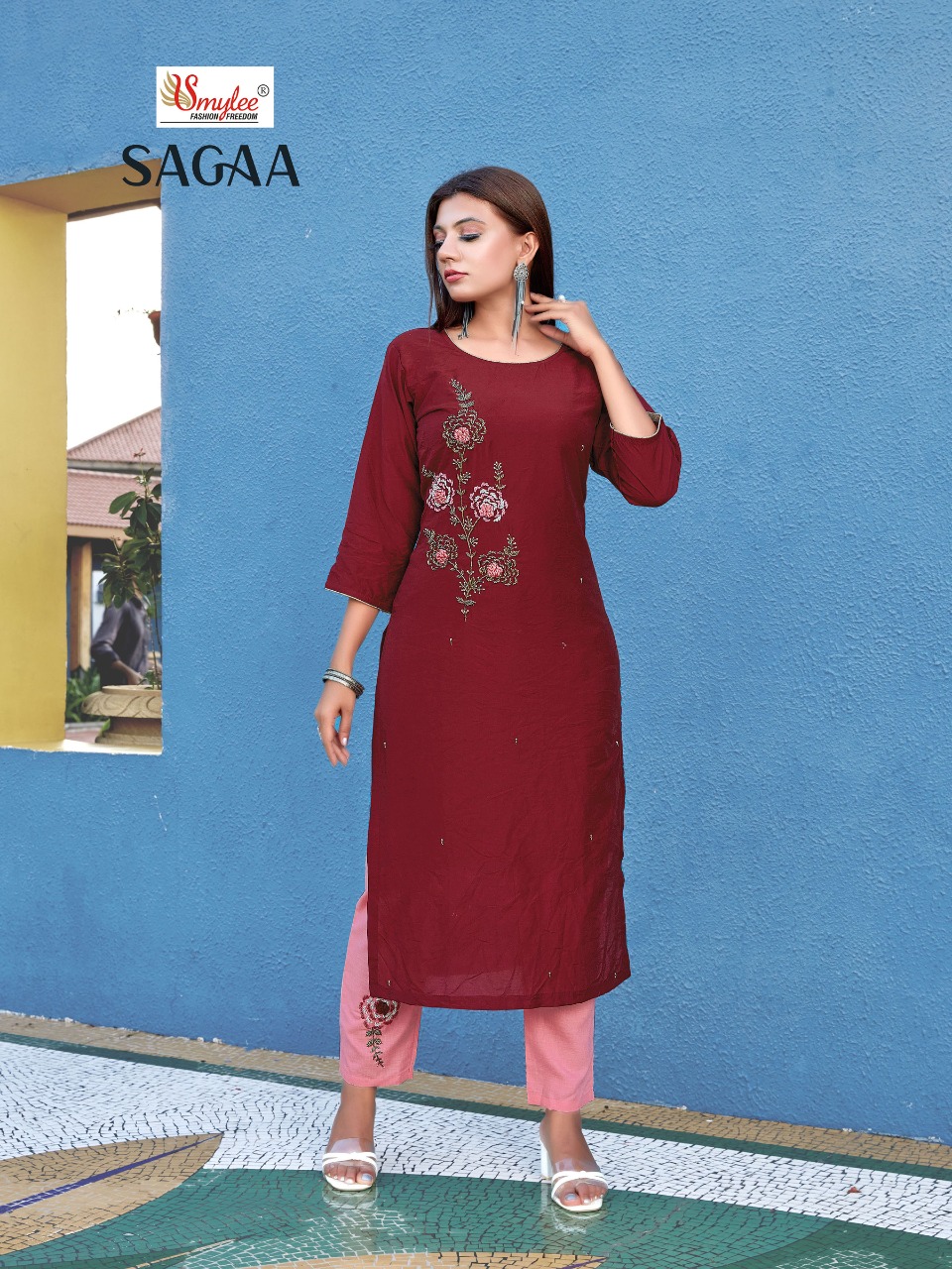 Smylee Fashion Sagaa Readymade Silk Kurti Best Rate Wholesaler Surat