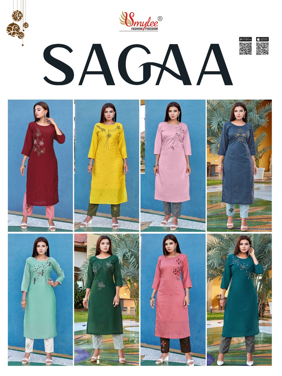 Smylee Fashion Sagaa Readymade Silk Kurti Best Rate Wholesaler Surat