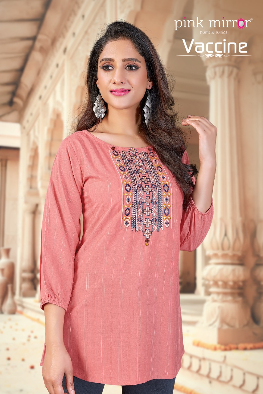 Pink Mirror Vaccine Viscose Short Tops Best Rate Wholesaler Surat