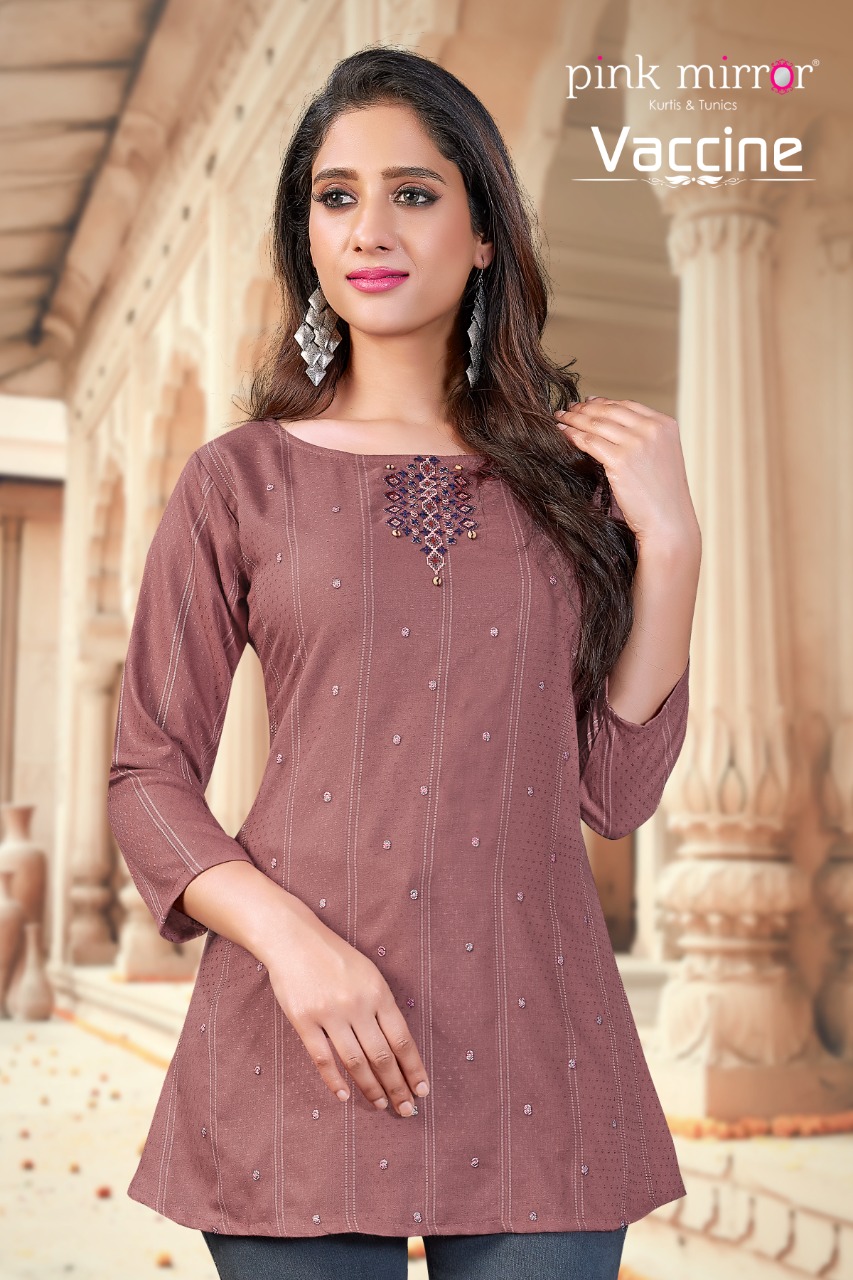 Pink Mirror Vaccine Viscose Short Tops Best Rate Wholesaler Surat