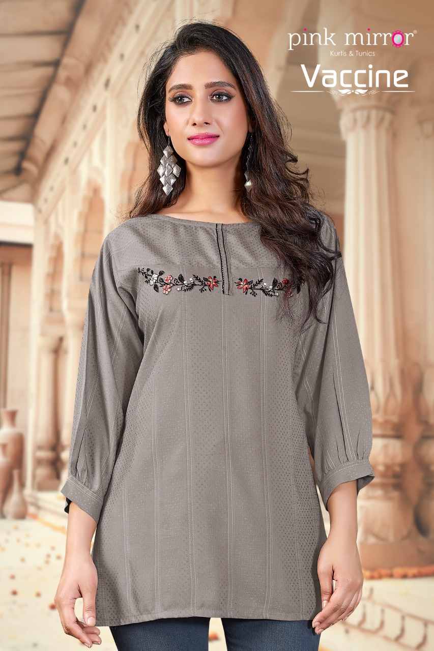 Pink Mirror Vaccine Viscose Short Tops Best Rate Wholesaler Surat