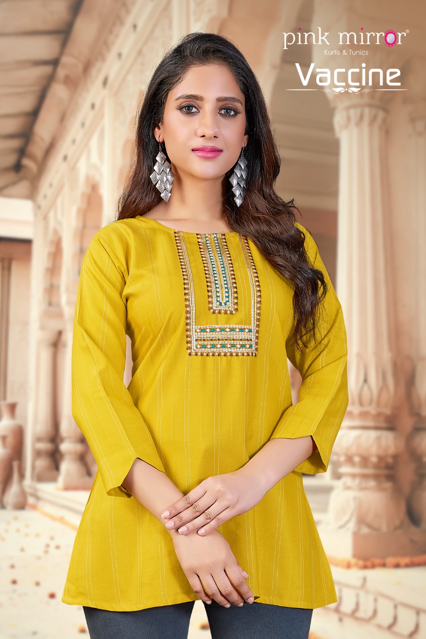 Pink Mirror Vaccine Viscose Short Tops Best Rate Wholesaler Surat