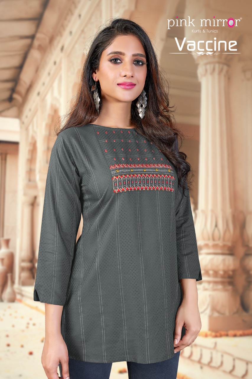 Pink Mirror Vaccine Viscose Short Tops Best Rate Wholesaler Surat
