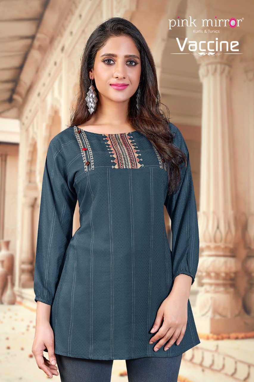 Pink Mirror Vaccine Viscose Short Tops Best Rate Wholesaler Surat