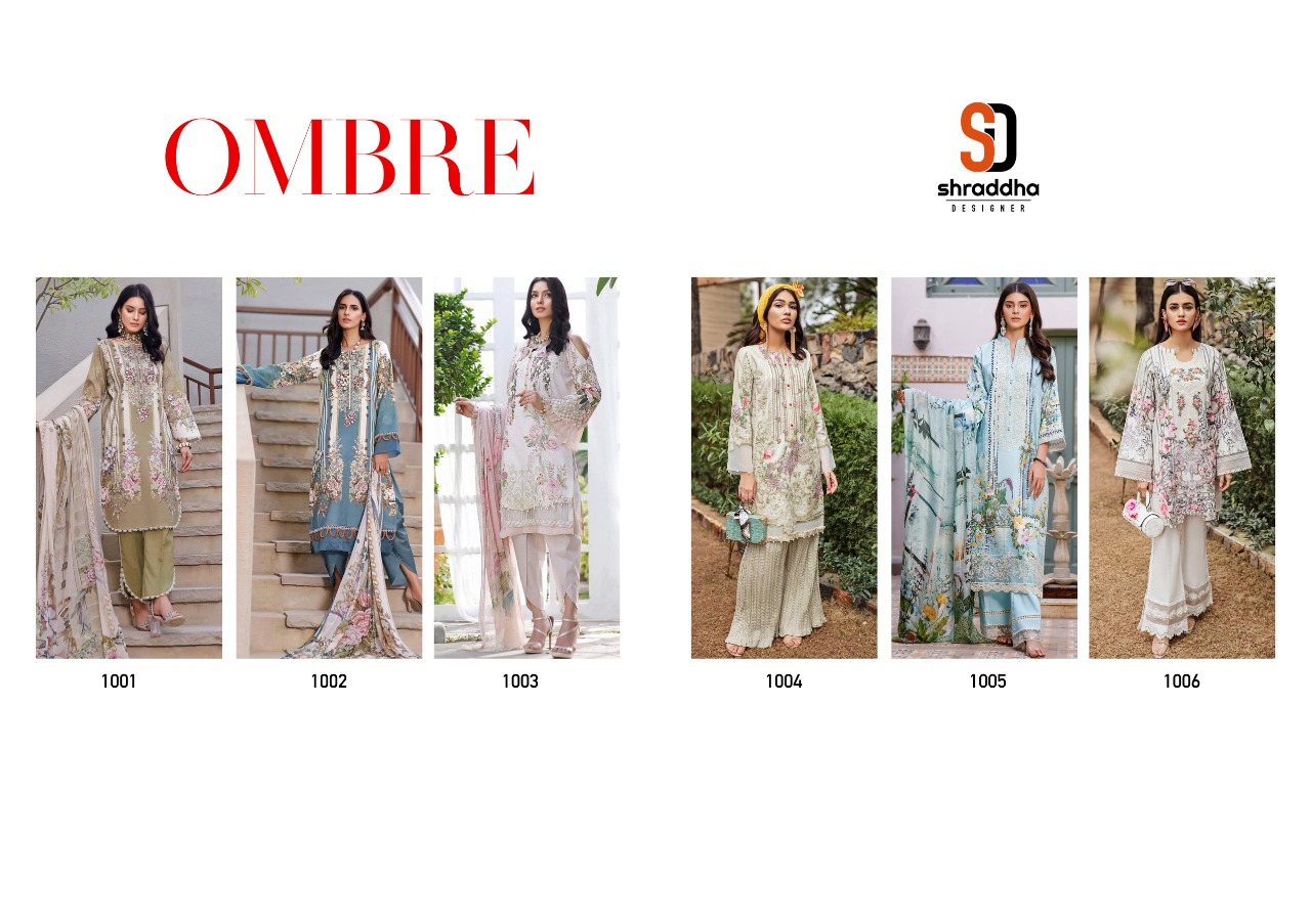 Shraddha Designer Ombre Lawn Cotton Pakistani Suit Best Rate Wholesaler Surat