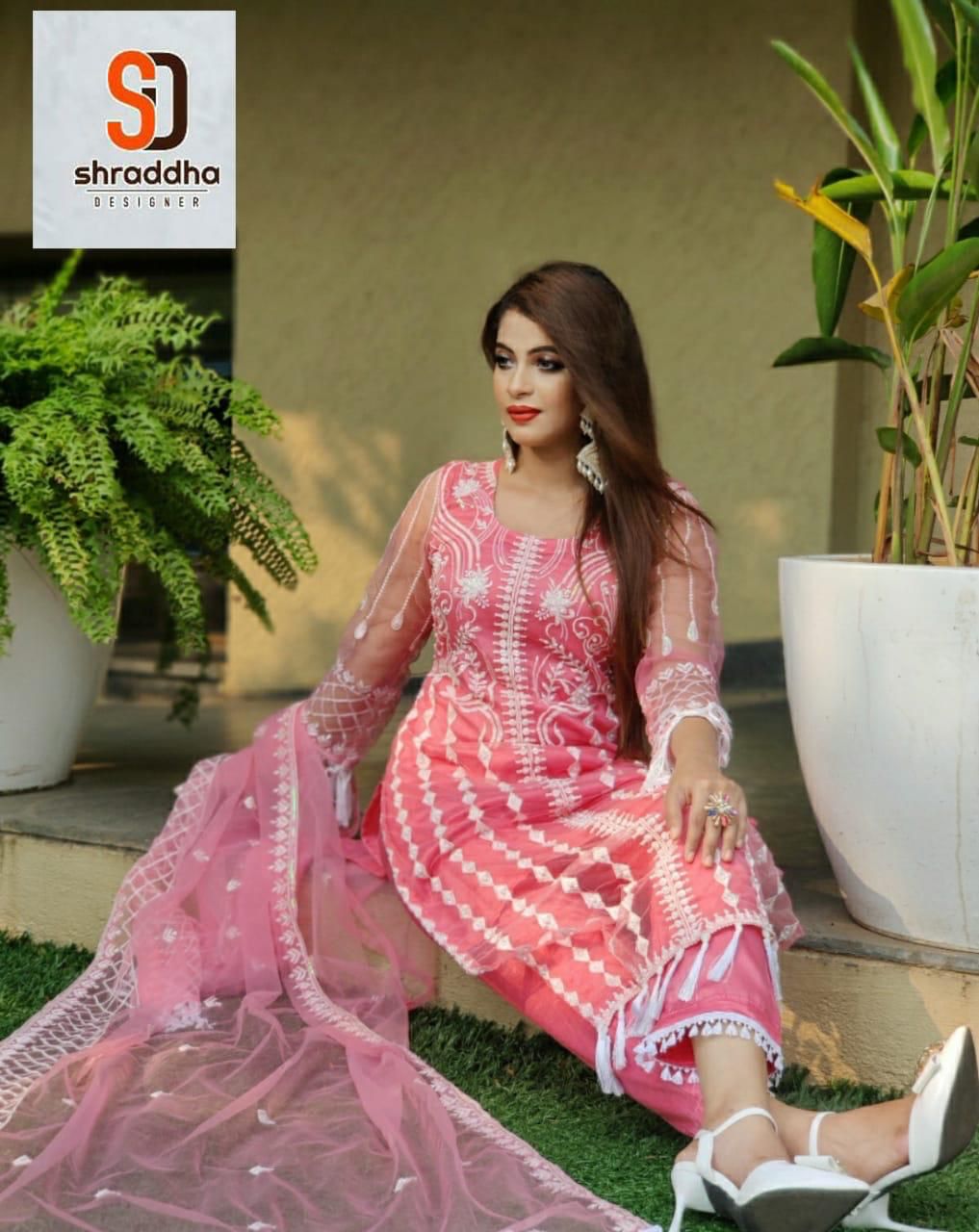 Shraddha Designer Sd0011 Butterfly Net Salwar Suits Online Wholesaler Surat