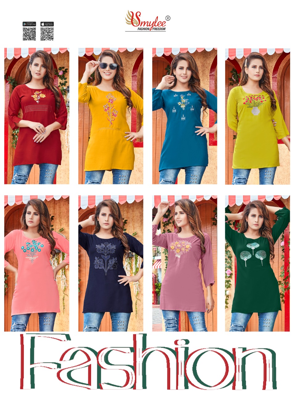 Smylee Fashion Heavy Rayon Slub Short Kurtis Best Rate Wholesaler Surat