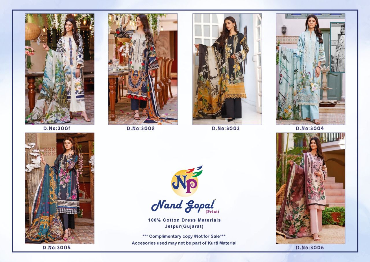 Nandgopal Gull Hafiz Vol 3 Pure Cotton Karachi Style Salwar Suits Wholesaler Surat