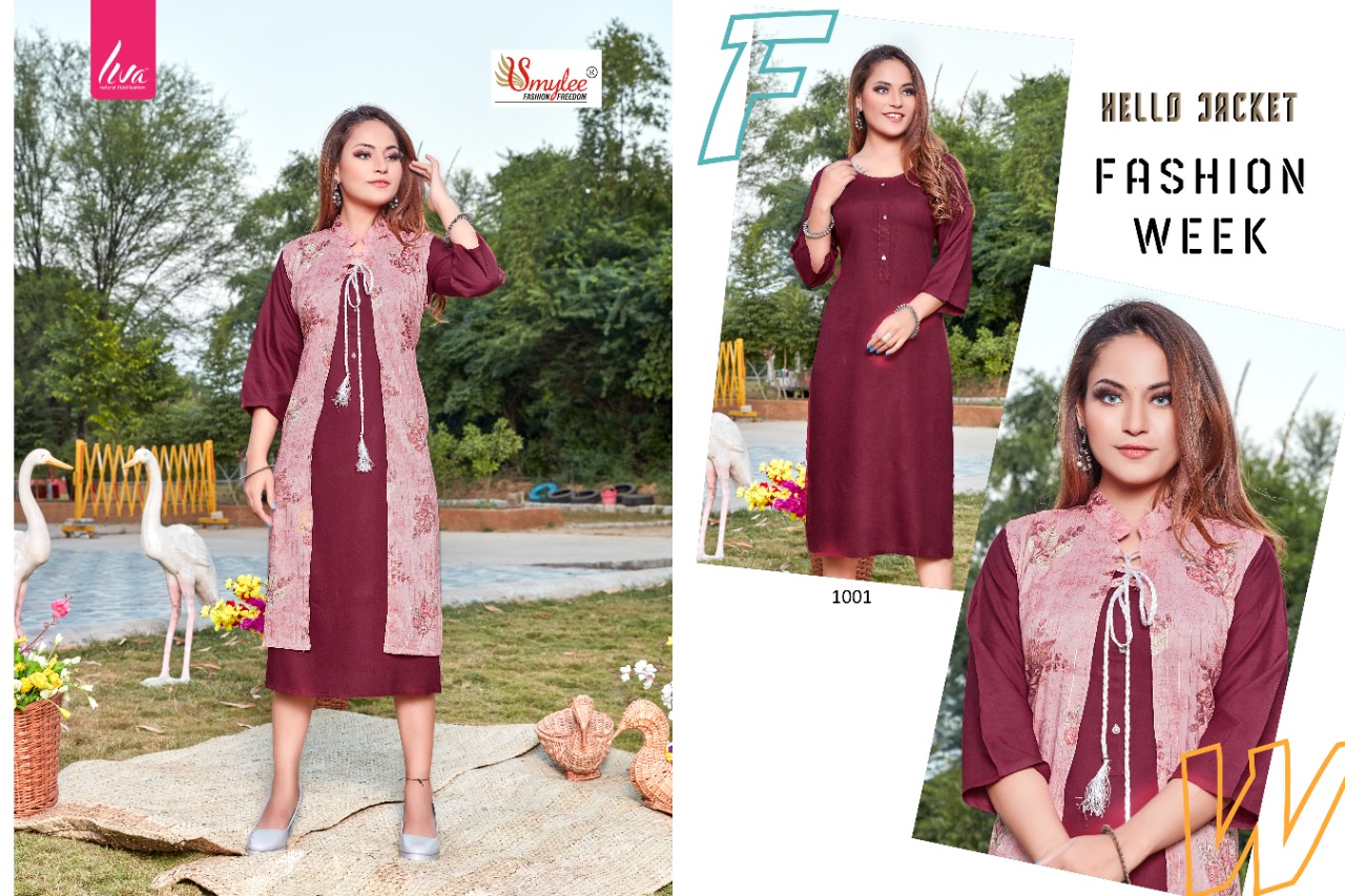 Smylee Fashion Hellow Jacket Rayon Jacket Style Kurtis Wholesaler Surat