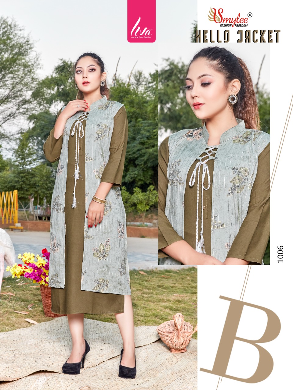 Smylee Fashion Hellow Jacket Rayon Jacket Style Kurtis Wholesaler Surat