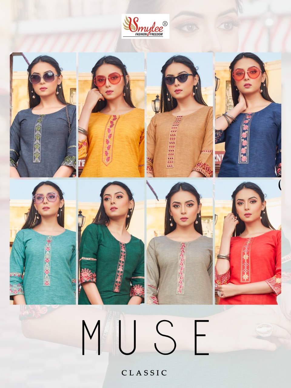 Smylee Fashion Muse Cllasic Rayon Fancy Shorts Kurti Wholesaler Surat