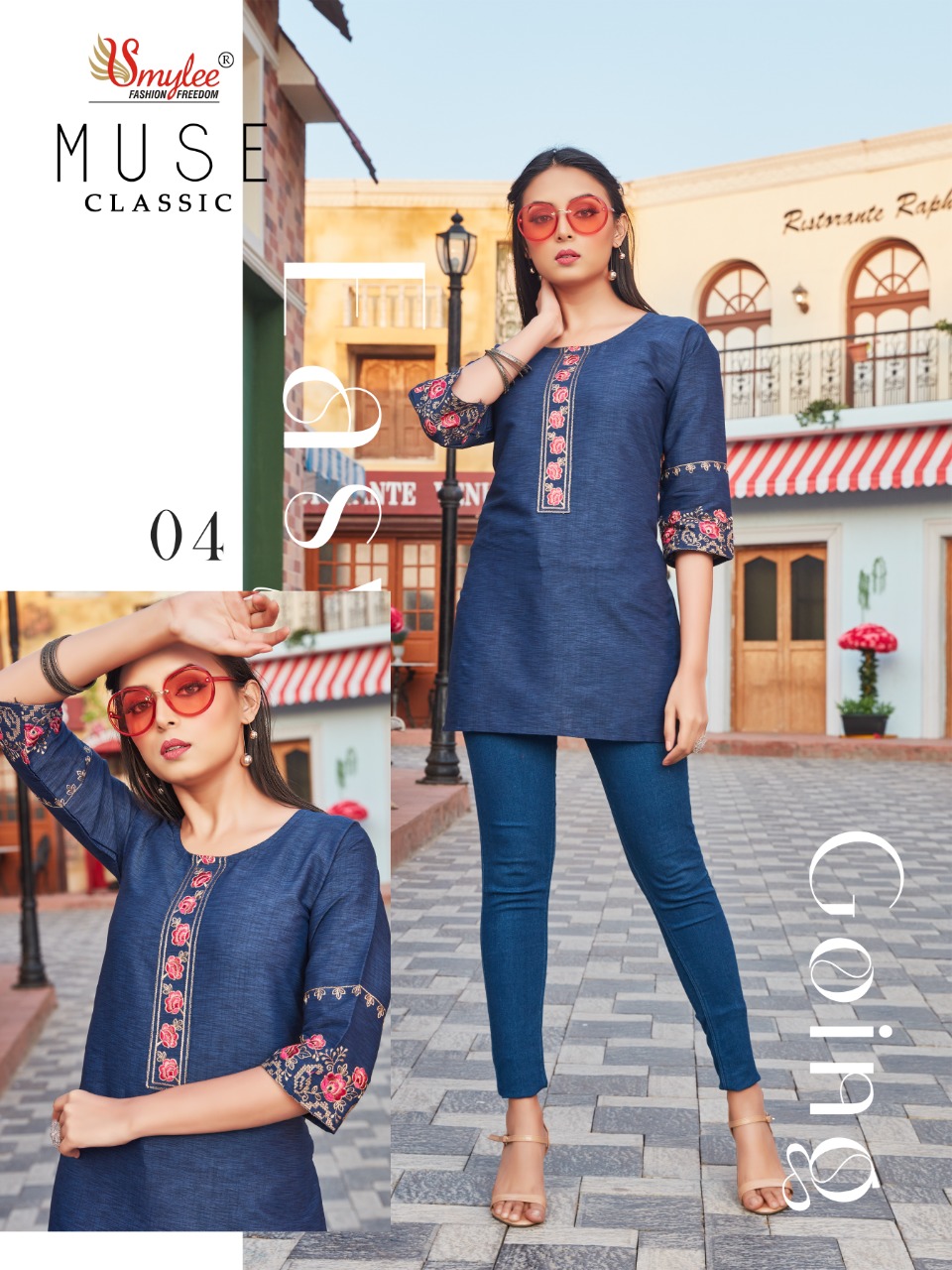 Smylee Fashion Muse Cllasic Rayon Fancy Shorts Kurti Wholesaler Surat