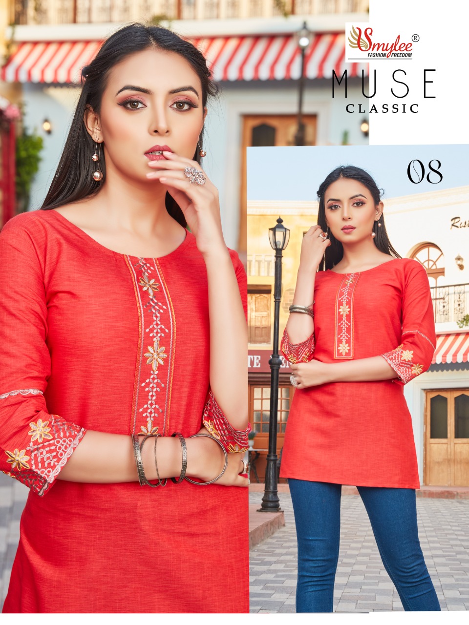 Smylee Fashion Muse Cllasic Rayon Fancy Shorts Kurti Wholesaler Surat