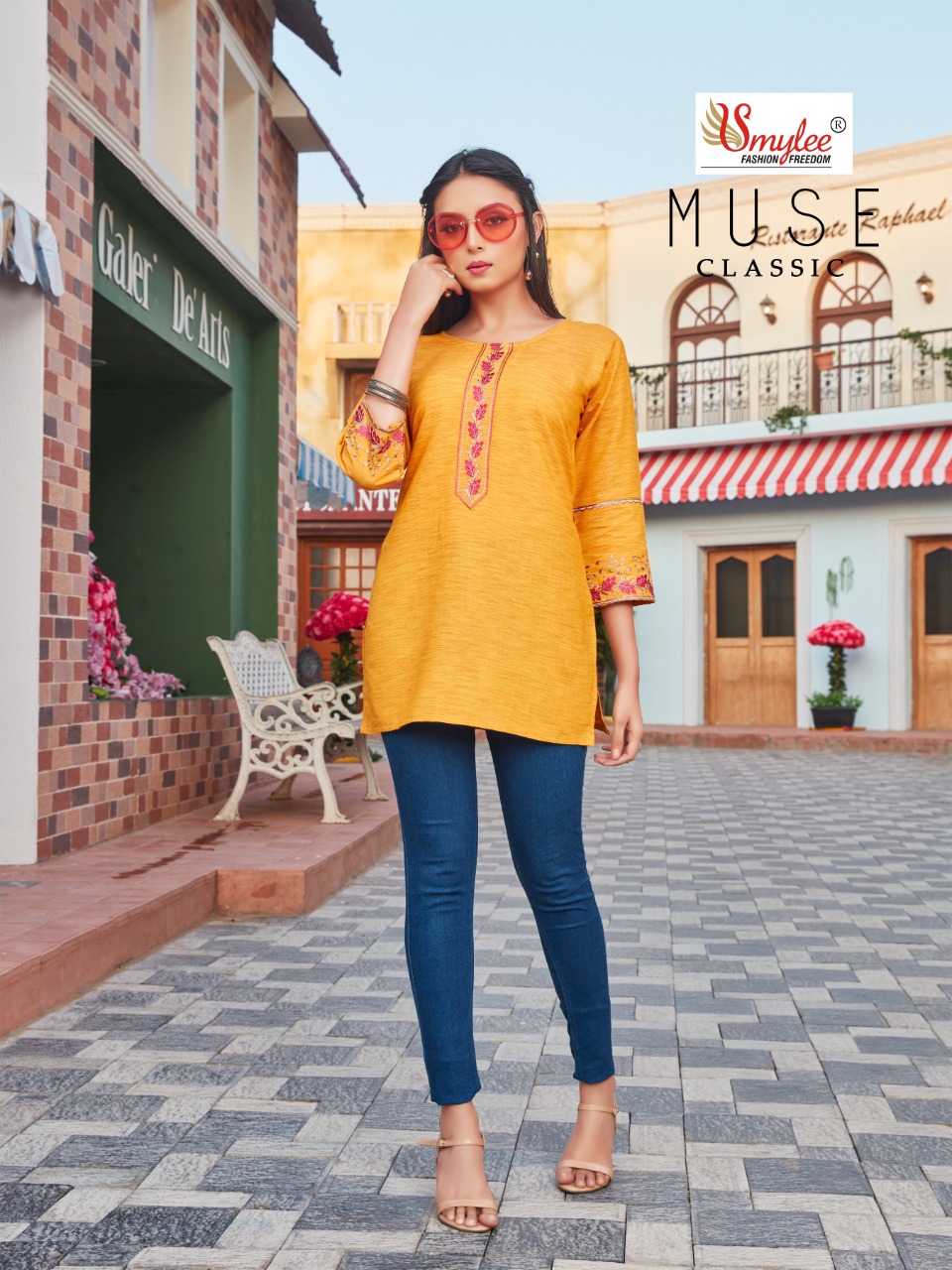 Smylee Fashion Muse Cllasic Rayon Fancy Shorts Kurti Wholesaler Surat
