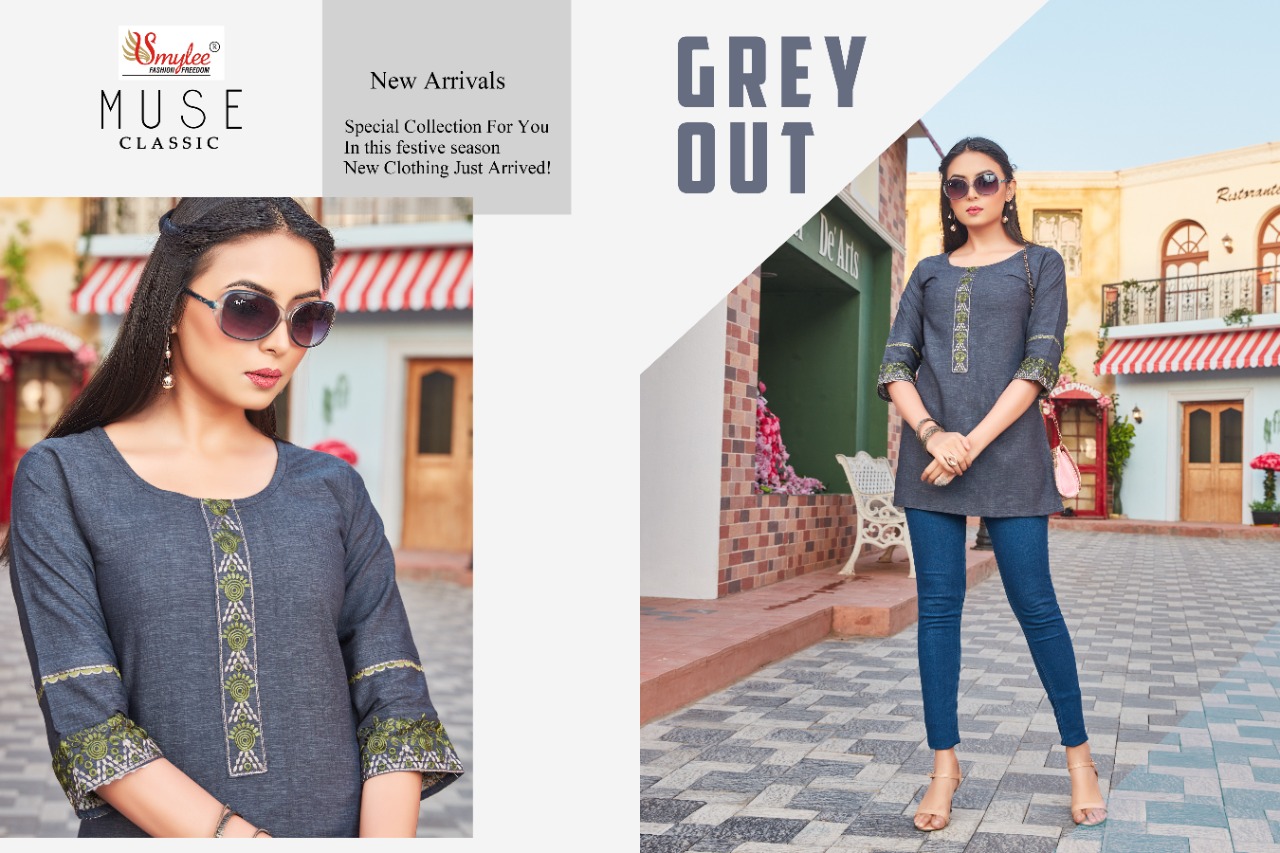 Smylee Fashion Muse Cllasic Rayon Fancy Shorts Kurti Wholesaler Surat