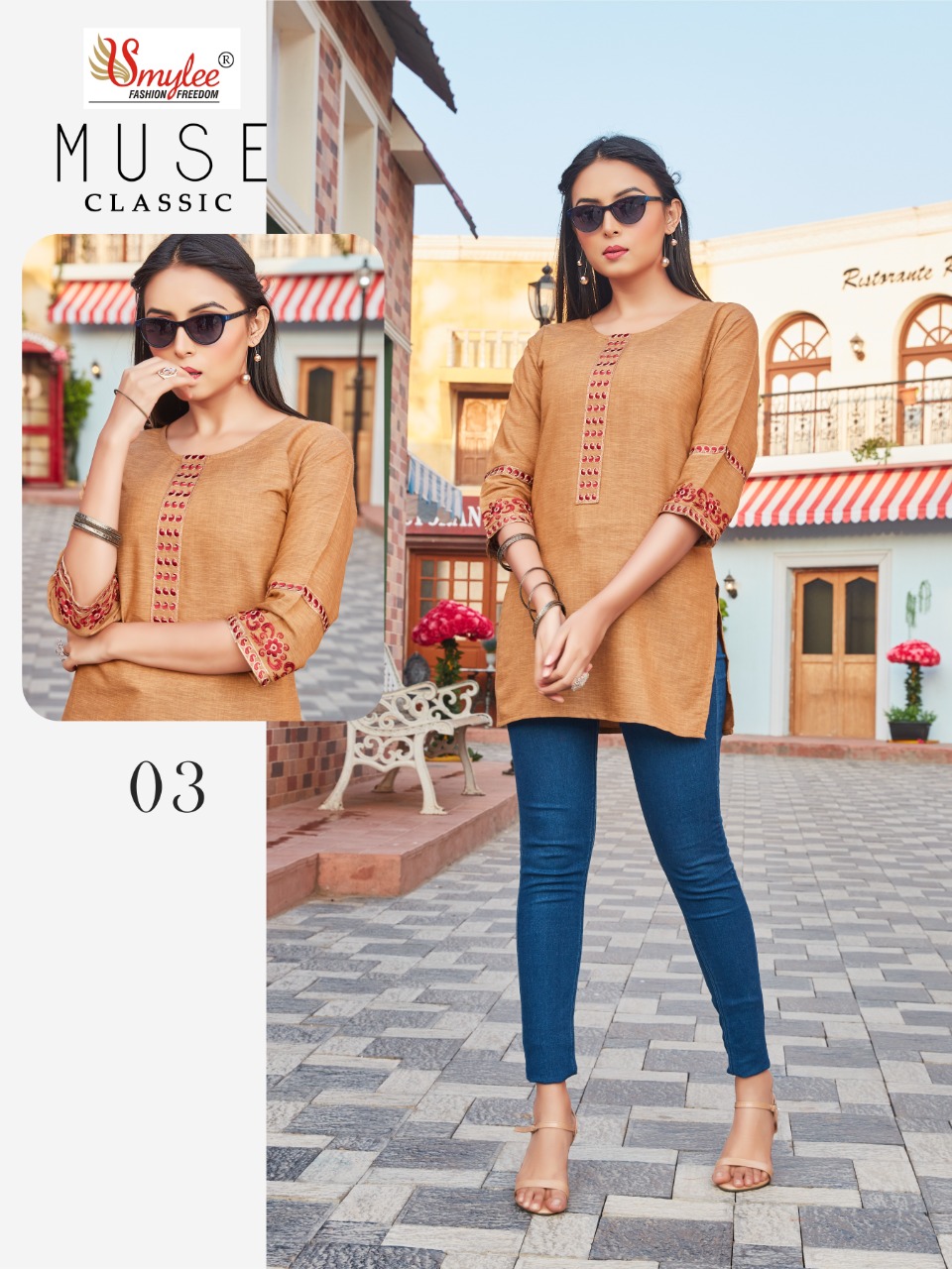 Smylee Fashion Muse Cllasic Rayon Fancy Shorts Kurti Wholesaler Surat