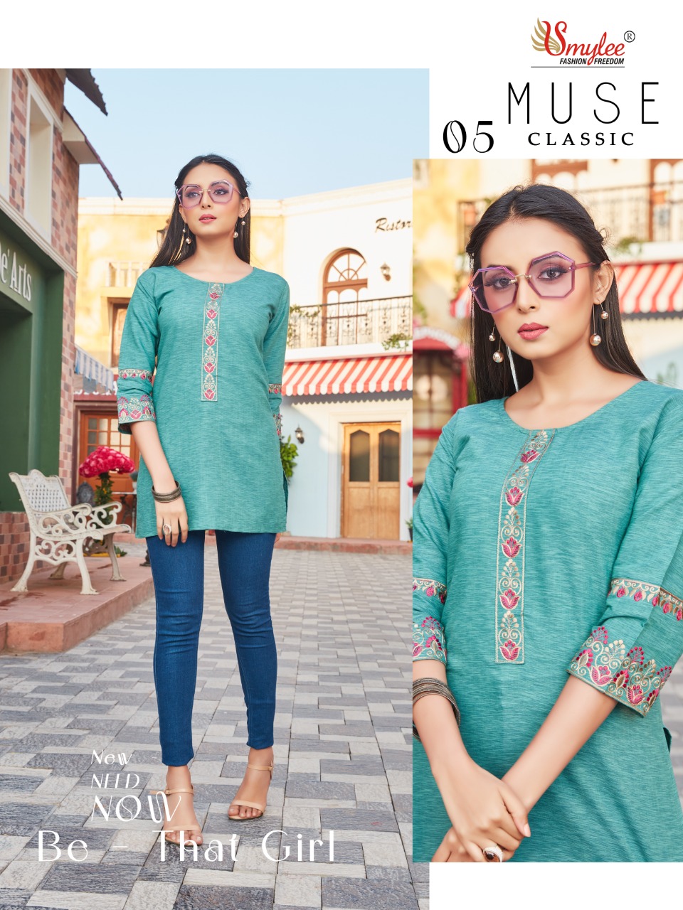 Smylee Fashion Muse Cllasic Rayon Fancy Shorts Kurti Wholesaler Surat