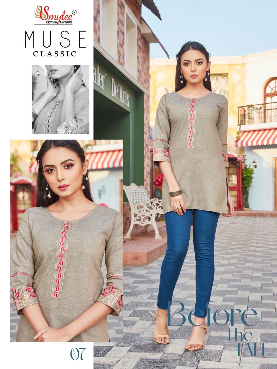Smylee Fashion Muse Cllasic Rayon Fancy Shorts Kurti Wholesaler Surat