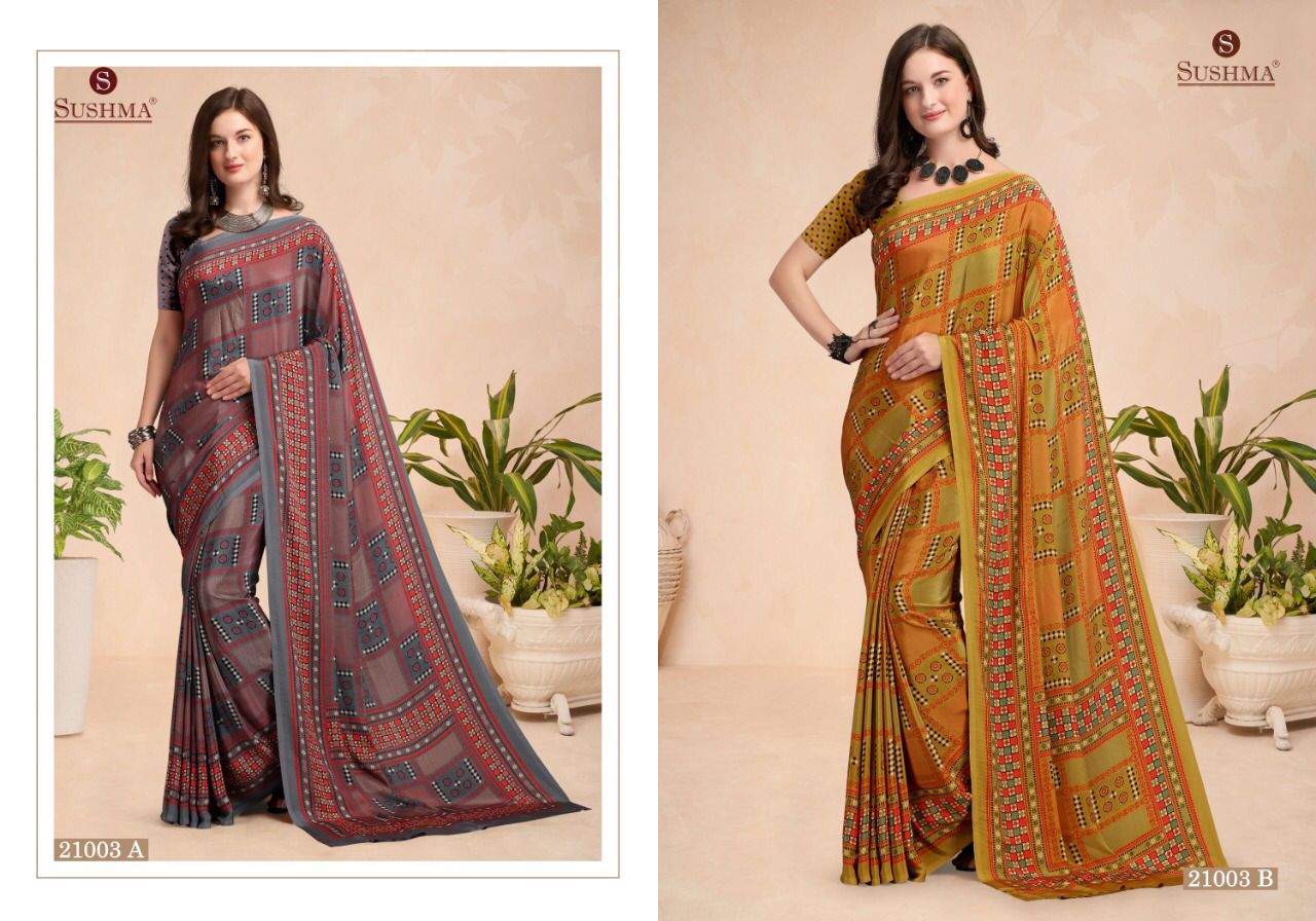 Sushma Slim 11 Slim Crape Designer Sarees Wholesaler Surat