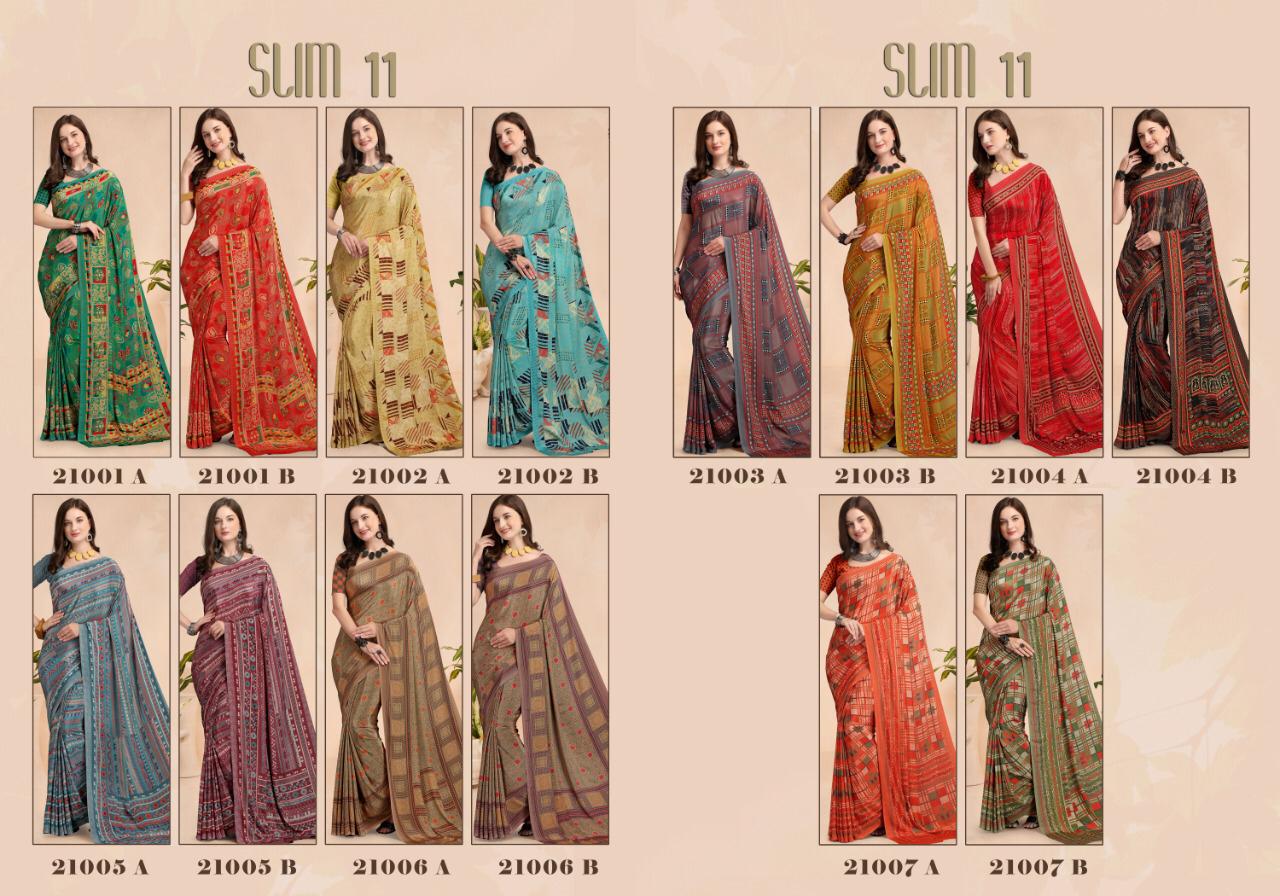 Sushma Slim 11 Slim Crape Designer Sarees Wholesaler Surat