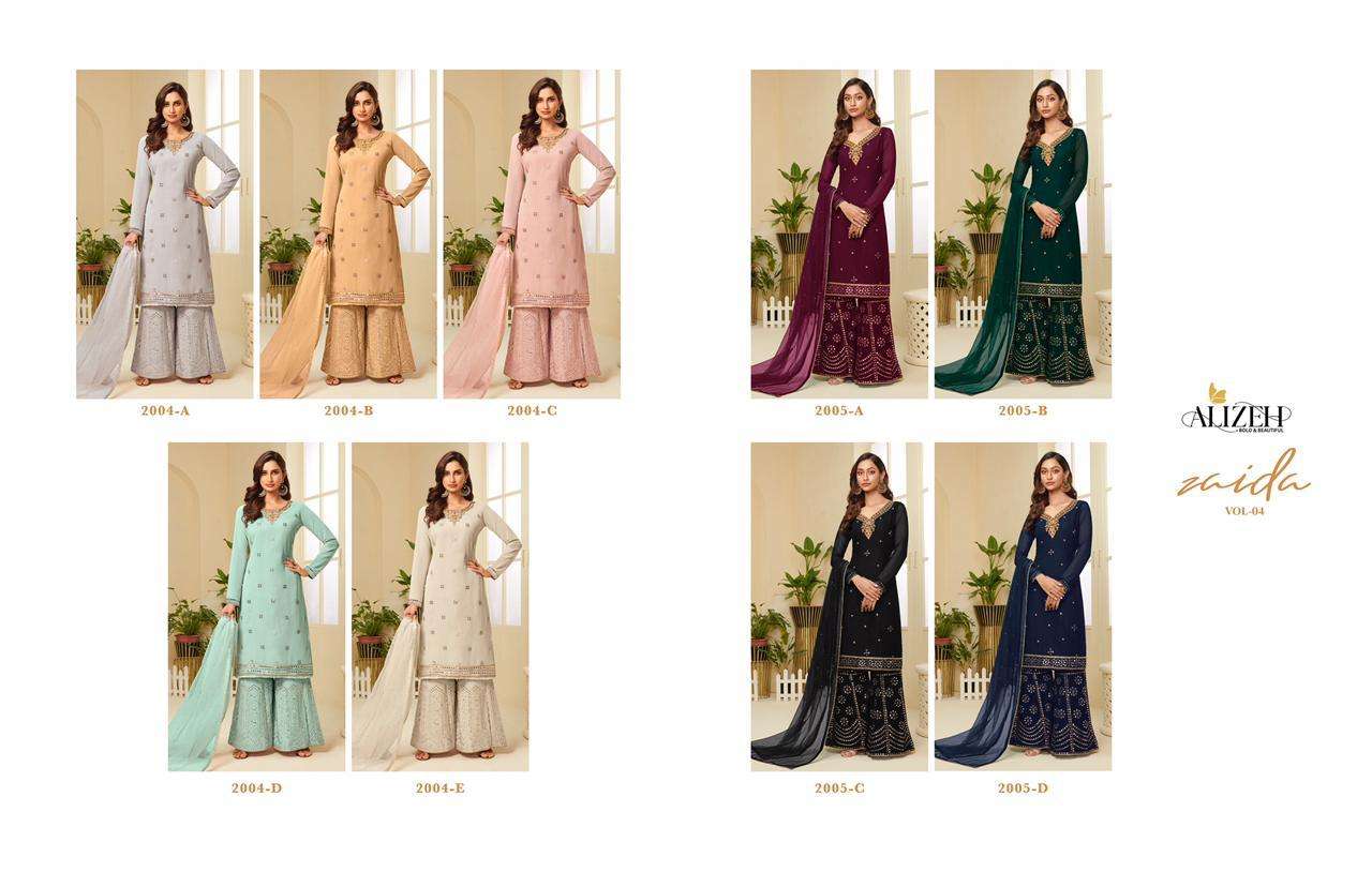 Alizeh Zaida Vol 4 Georgette Stylish Sharara Salwar Suits Wholesaler Surat