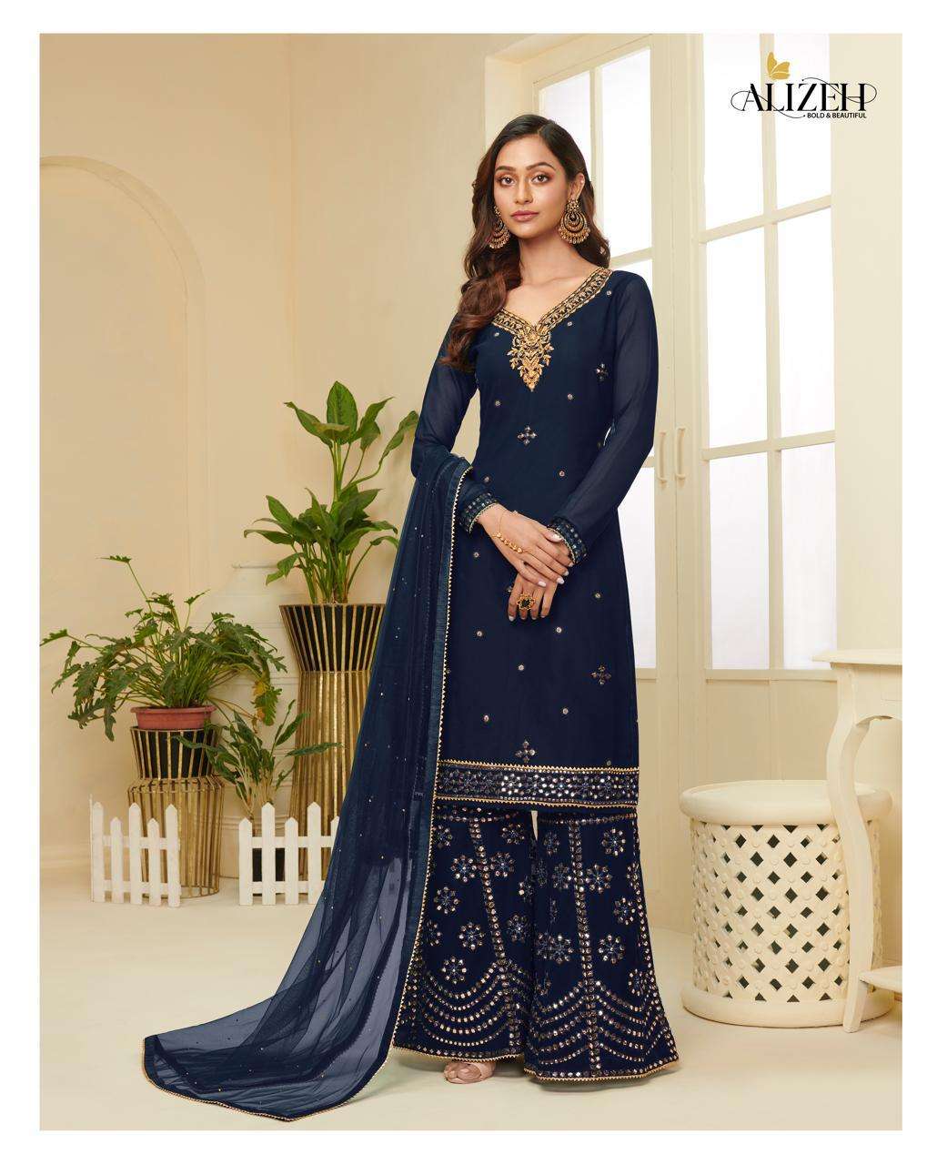 Alizeh Zaida Vol 4 Georgette Stylish Sharara Salwar Suits Wholesaler Surat