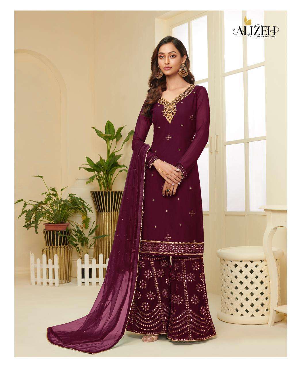 Alizeh Zaida Vol 4 Georgette Stylish Sharara Salwar Suits Wholesaler Surat