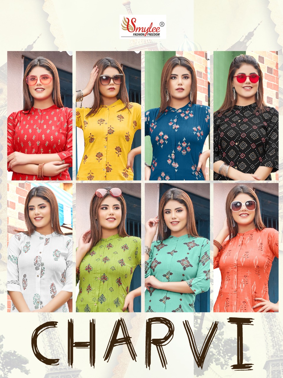 Smylee Fashion Charvi Rayon Slub With Embroidery Designer Fancy Stylish Ready Made Kurtis Wholesaler Surat