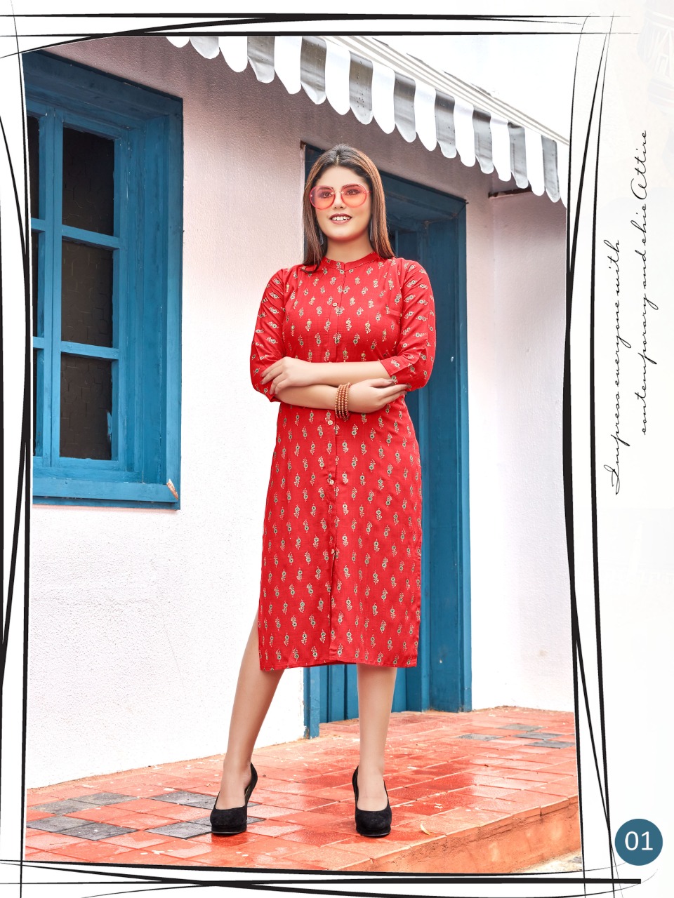 Smylee Fashion Charvi Rayon Slub With Embroidery Designer Fancy Stylish Ready Made Kurtis Wholesaler Surat
