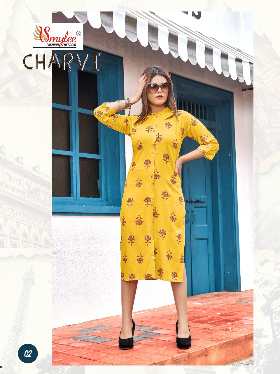 Smylee Fashion Charvi Rayon Slub With Embroidery Designer Fancy Stylish Ready Made Kurtis Wholesaler Surat