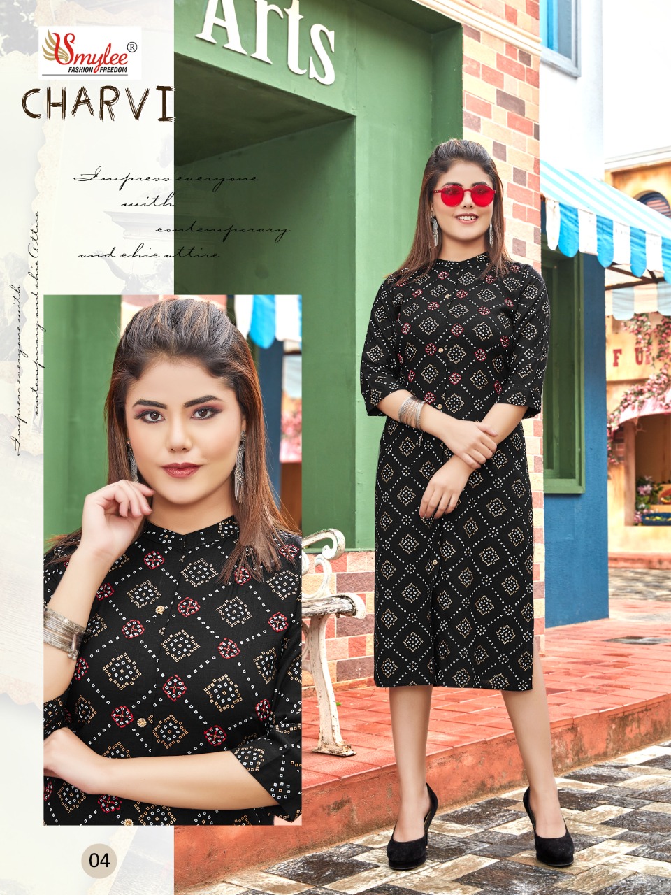 Smylee Fashion Charvi Rayon Slub With Embroidery Designer Fancy Stylish Ready Made Kurtis Wholesaler Surat
