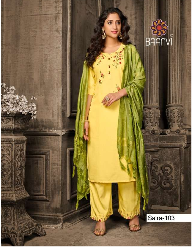 Baanvi Saira Dainamic With Embroidery Fancy Kurti Combo Set Wholesaler Surat