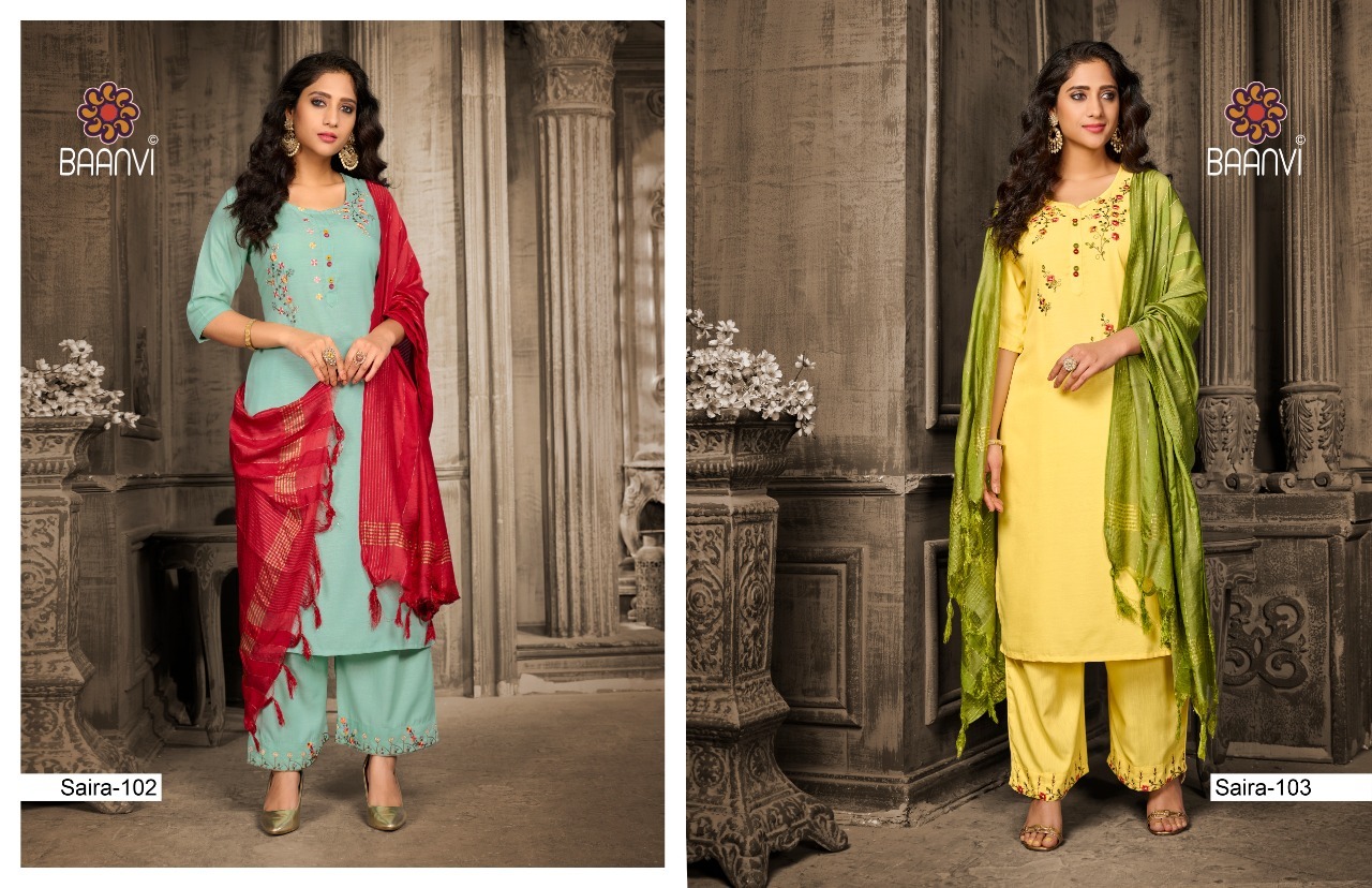 Baanvi Saira Dainamic With Embroidery Fancy Kurti Combo Set Wholesaler Surat