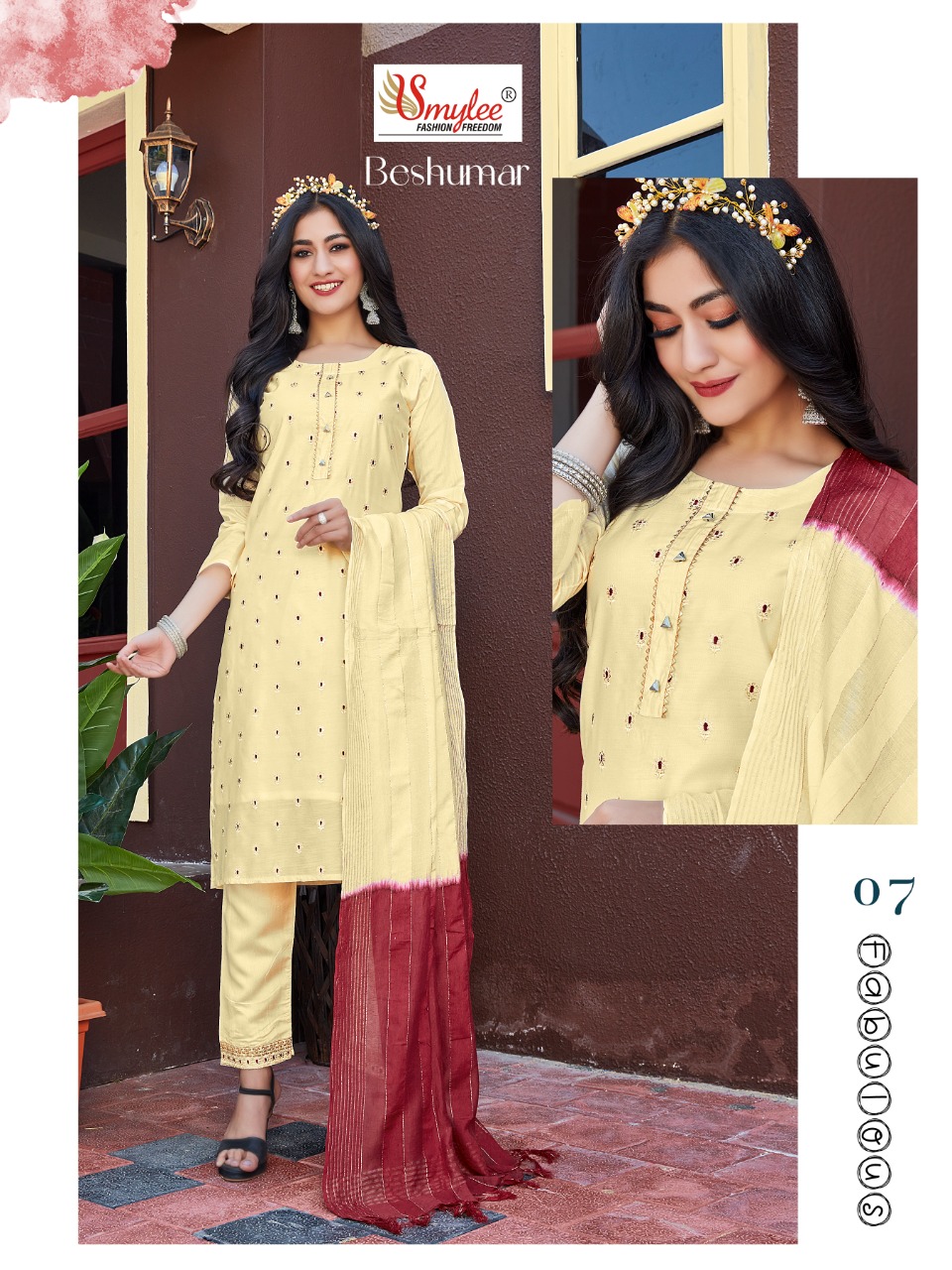 Smylee Fashion Beshumar Chanderi Silk Fancy Designer Stylish Kurti Combo Set Wholesaler Surat