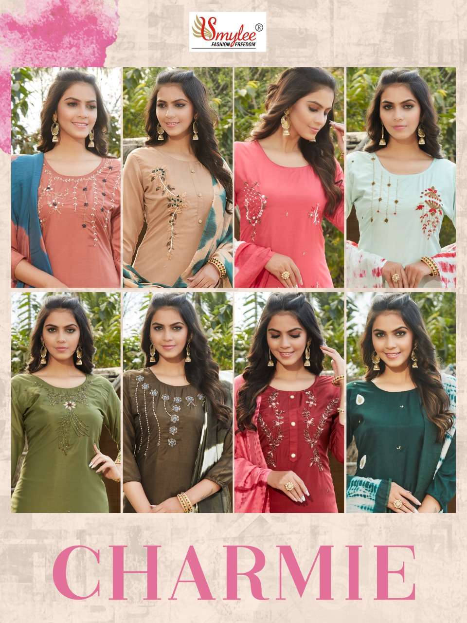 Smylee Fashion Charmie Silk Hand Work Designer Fancy Kurti Combo Set Wholesaler Surat
