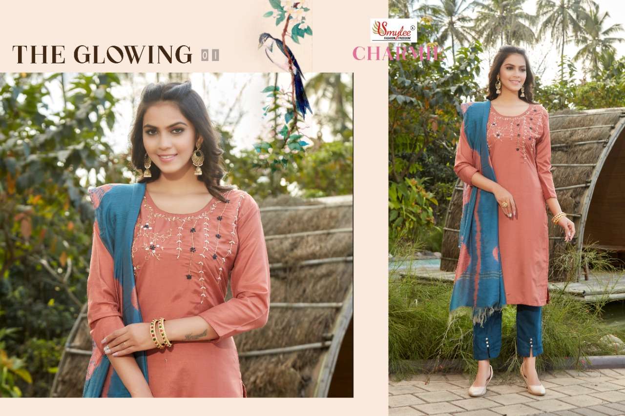Smylee Fashion Charmie Silk Hand Work Designer Fancy Kurti Combo Set Wholesaler Surat