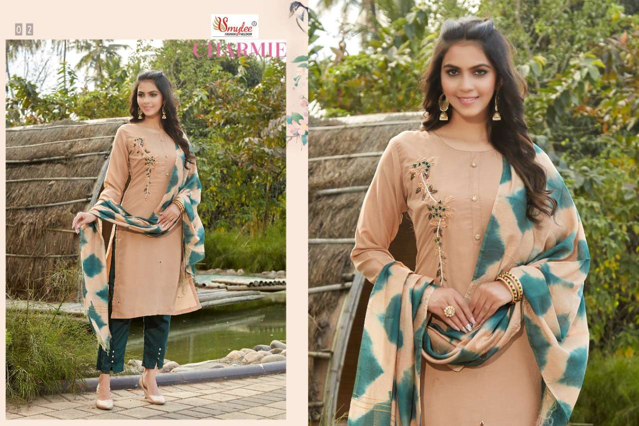 Smylee Fashion Charmie Silk Hand Work Designer Fancy Kurti Combo Set Wholesaler Surat